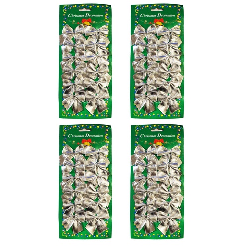 48 Mini Schleifen silber Weihnachten Weihnachtsschleifen Schleife Christbaum 5cm - zum Schließen ins Bild klicken